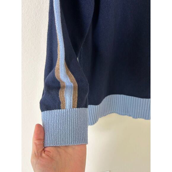 Maeve by Anthropologie Sweater Women’s L C’est Bon Graphic Tunic Blue‎ Preppy - Picture 5 of 12